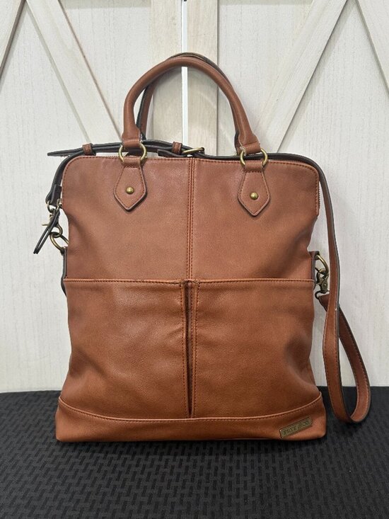 FRYE AND CO. Handbags - Frye and Co. Cognac Brown Faux Leather Tote Satchel Bag
